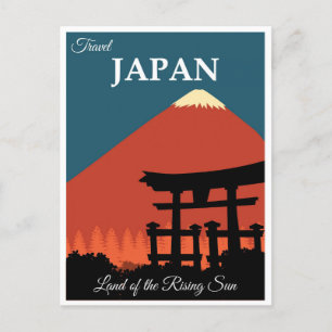 Reise nach Japan mit Vintage Mount Fuji Postkarte