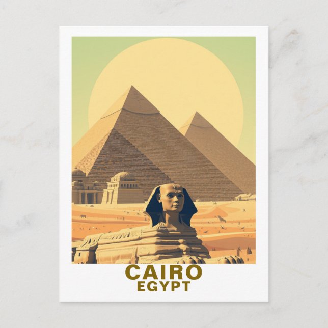 Reise nach Kairo Ägypten Pyramiden & Sphinx Postkarte (Vorderseite)