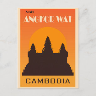 Reise nach Kambodscha Angkor Wat Tempel Vintage Postkarte