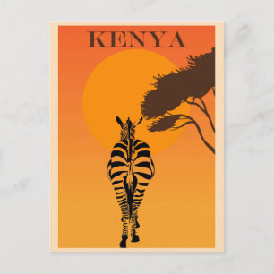 Reise nach Kenia Afrika Afrika Zebra Vintage Postkarte