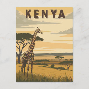 Reise nach Kenia im Vintage-Stil - Afrikanische Gi Postkarte