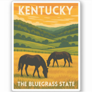 Reise nach Kentucky im Vintage-Stil mit Pferden Re Aufkleber