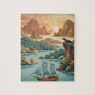 Reise nach Komodo Island Nationalpark im Vintage-S Puzzle