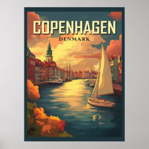 Reise nach Kopenhagen Dänemark Vintage Poster