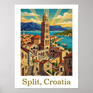 Reise nach Kroatien Dalmatien Split Vintage Poster