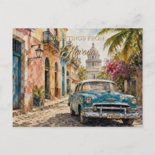 Reise nach Kuba - Grüße aus Havanna im Vintage-Sti Feiertagspostkarte