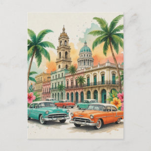 Reise nach Kuba - Grüße aus Havanna Vintage Feiertagspostkarte