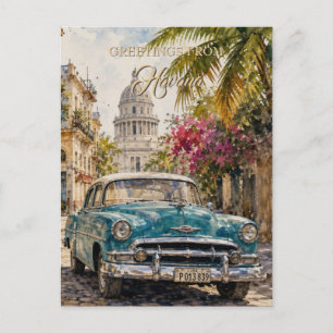 Reise nach Kuba - Grüße aus Havanna Vintage Feiertagspostkarte