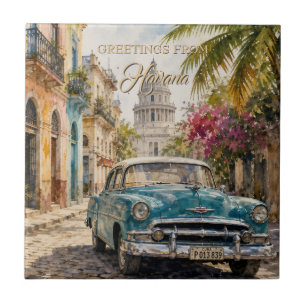 Reise nach Kuba - Grüße aus Havanna Vintage Fliese