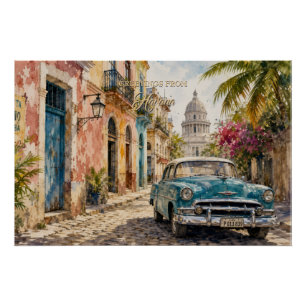 Reise nach Kuba - Grüße aus Havanna Vintage Poster