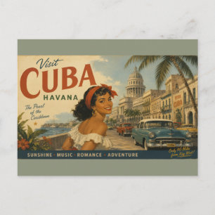 Reise nach Kuba im Vintage-Stil - Grüße aus Havann Postkarte