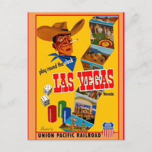Reise nach Las Vegas im Vintage-Stil Postkarte