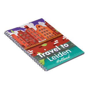 Reise nach Leiden Holland Cartoon-Reiseposter Notizblock