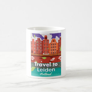Reise nach Leiden Holland Cartoon-Reiseposter Tasse