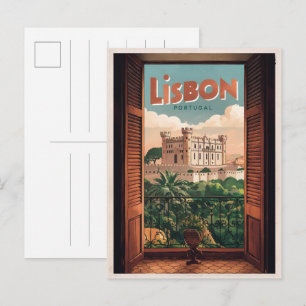 Reise nach Lissabon Portugal im Vintage-Stil, Gesc Postkarte