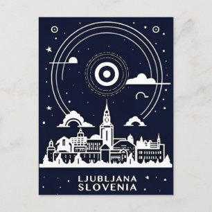 Reise nach Ljubljana Slowenien im Retro-Stil Postkarte
