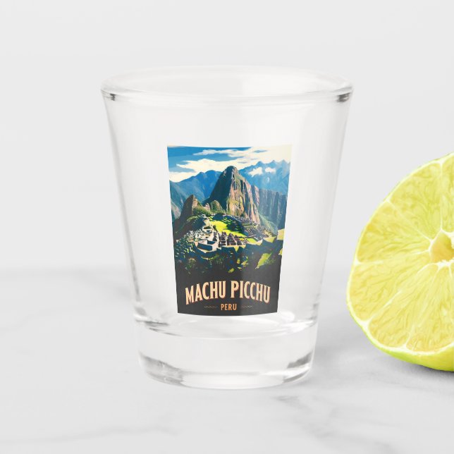 Reise nach Machu Picchu Peru Retro-Landschaft im V Schnapsglas (Vorderseite)