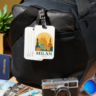 Reise nach Mailand Italien Vintage Retro Duomo Gepäckanhänger