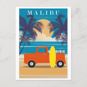 Reise nach Malibu Kalifornien im Vintage-Stil Postkarte