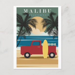 Reise nach Malibu Kalifornien im Vintage-Stil Postkarte