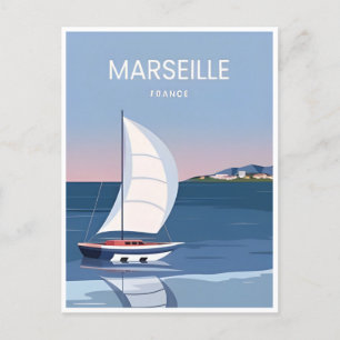 Reise nach Marseille Frankreich im Retro-Stil, Vin Postkarte