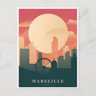 Reise nach Marseille Frankreich im Retro-Stil, Vin Postkarte