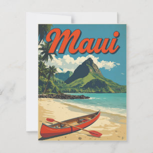 Reise nach Maui Hawaii im Vintage-Stil Postkarte