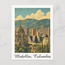 Reise nach Medellín Kolumbien Stadtlandschaft Vint Postkarte