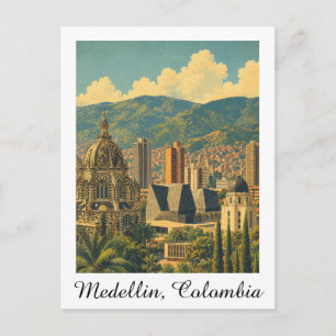 Reise nach Medellín Kolumbien Stadtlandschaft Vint Postkarte