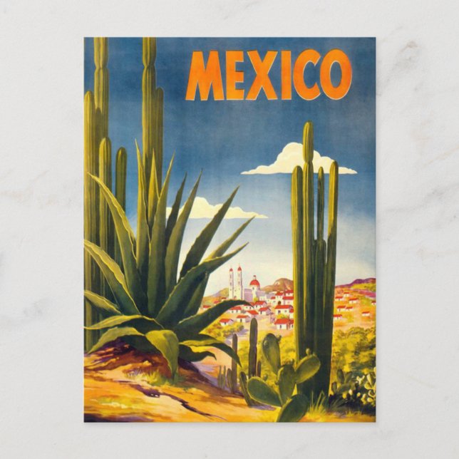 Reise nach Mexiko im Vintage-Stil Postkarte (Vorderseite)