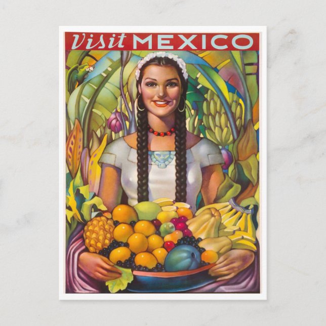 Reise nach Mexiko mit Obst Vintage Postkarte (Vorderseite)