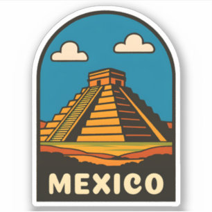Reise nach Mexiko Vintage Azteken-Pyramide Retro-P Aufkleber