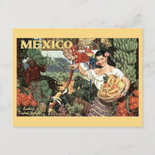 Reise nach Mexiko Vintage Tropisch Bunt Tourismus Postkarte