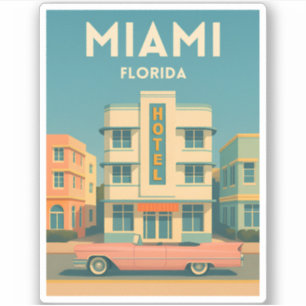 Reise nach Miami Art Deco District Florida im Vint Aufkleber