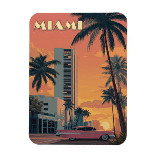 Reise nach Miami Florida im Vintage-Stil Magnet