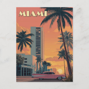 Reise nach Miami Florida im Vintage-Stil Postkarte