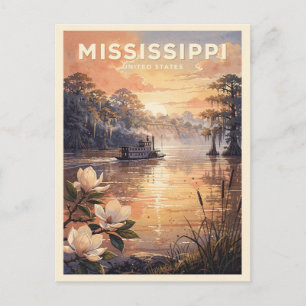 Reise nach Mississippi USA im Vintage-Stil Postkarte