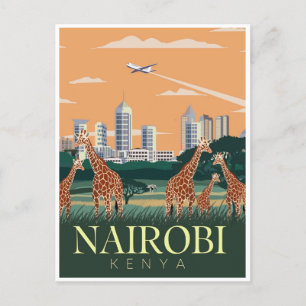 Reise nach Nairobi Hauptstadt Kenia Urlaub im Vint Postkarte