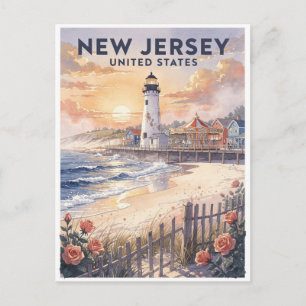 Reise nach New Jersey USA im Vintage-Stil Postkarte