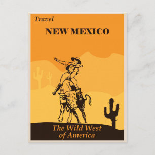 Reise nach New Mexico mit Vintage-Cowboy Postkarte