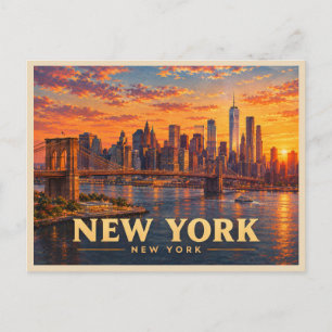 Reise nach New York City im Vintage-Stil Postkarte
