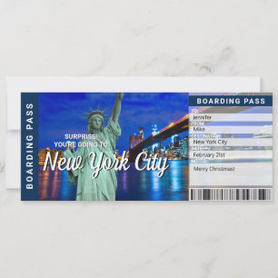 Reise nach New York City Überraschung Bordkarte Einladung