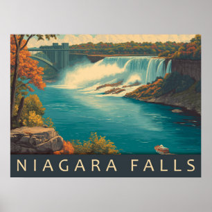 Reise nach Niagara Falls im Vintage-Stil Poster