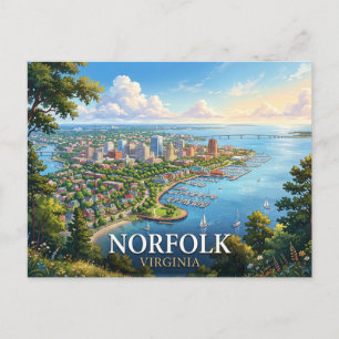 Reise nach Norfolk Virginia Küstenstadt Panorama Postkarte