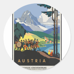 Reise nach Österreich im Vintage-Stil Runder Aufkleber