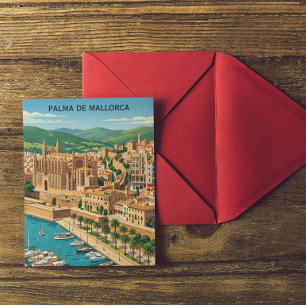 Reise nach Palma de Mallorca im Vintage-Stil Postkarte