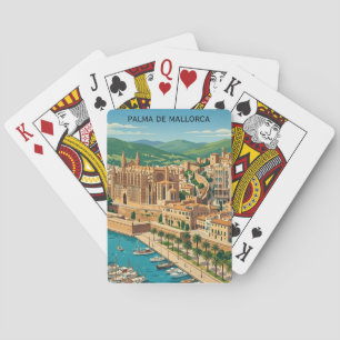 Reise nach Palma de Mallorca im Vintage-Stil Spielkarten