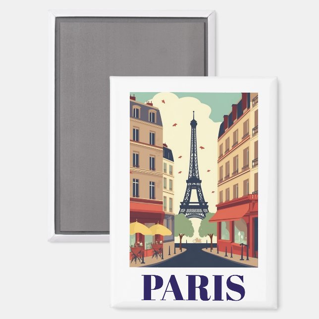 Reise nach Paris Eiffelturm Blick Vintage Magnet (Vorderseite/Rückseite)
