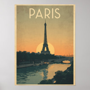 Reise nach Paris im Vintage-Stil Poster