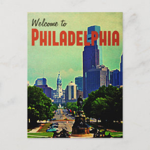 Reise nach Philadelphia im Vintage-Stil Postkarte